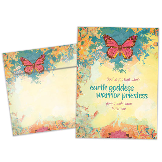 Front view of an All Occasion greeting card and matching envelope featuring a butterfly and floral design with an uplifting message in a beautiful layout.