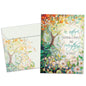 Front view of an All Occasion greeting card and matching envelope with a beautiful illustration of a tree and flowers.