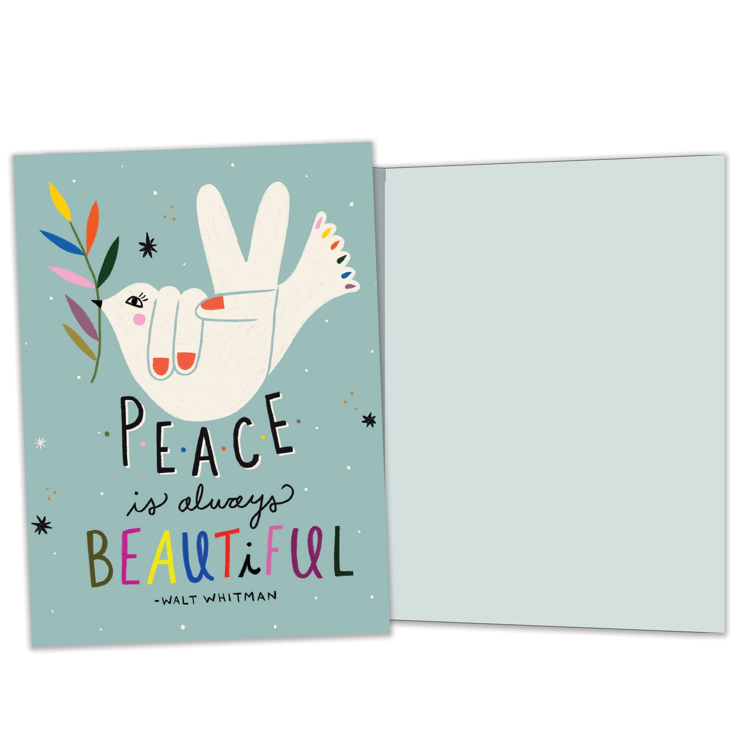 Front and inside view of an All Occasion greeting card featuring a bird illustration with matching design details inside.