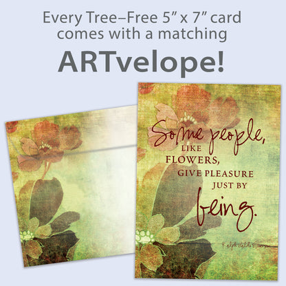 Front view of an All Occasion greeting card featuring a delicate floral illustration and a warm message dedicated to someone, complemented by matching envelope artwork.