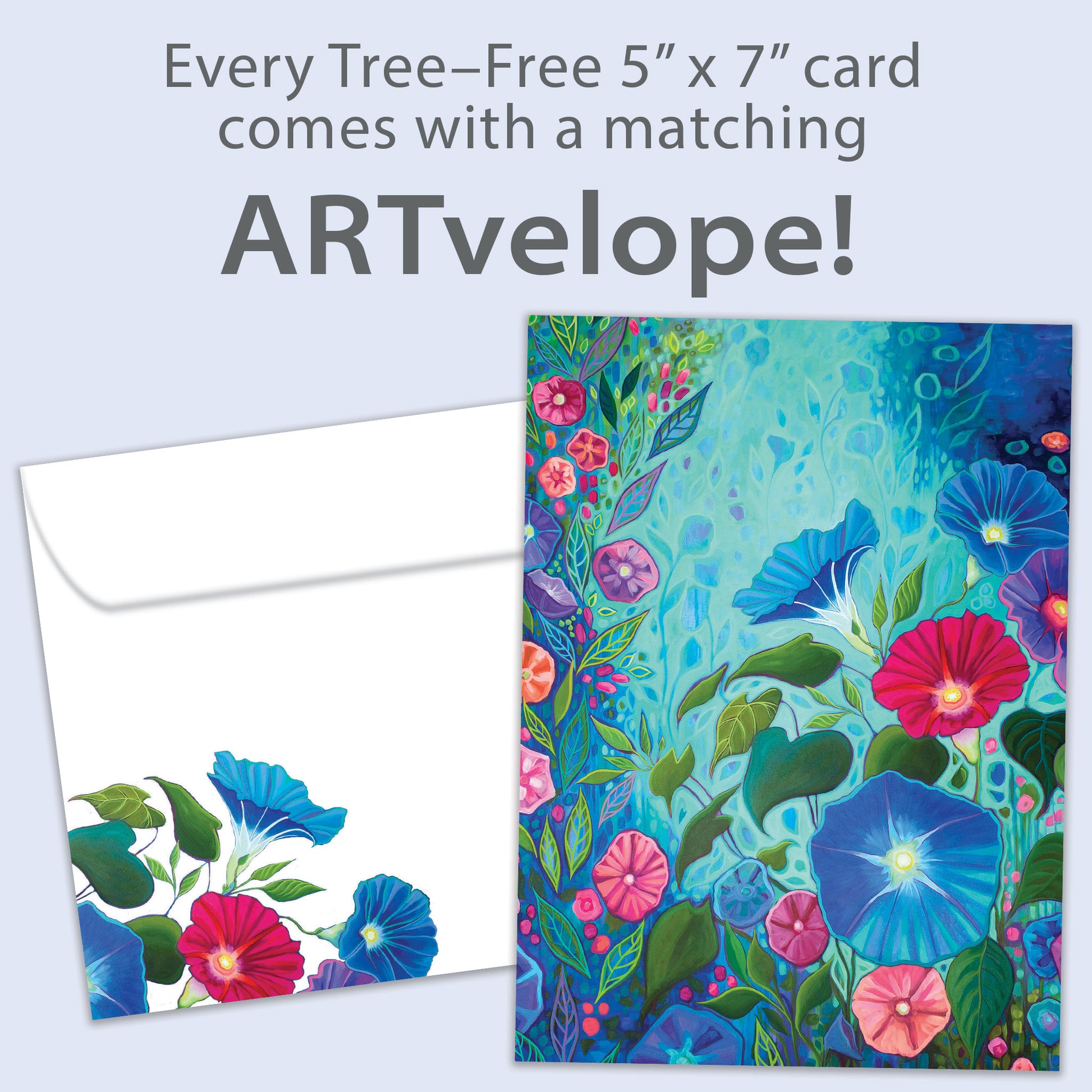 Front view of an All Occasion greeting card featuring beautiful flowers in rich, vibrant colours, with matching envelope artwork.