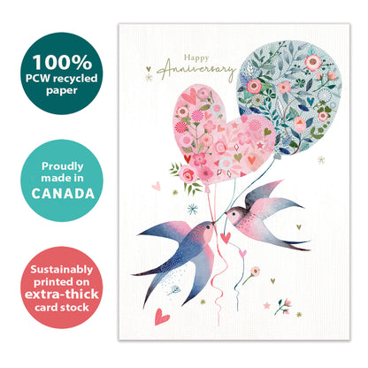 Lovebird Balloons Anniversary Card