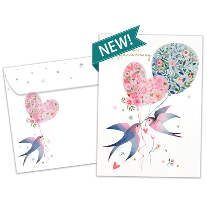 Lovebird Balloons Anniversary Card