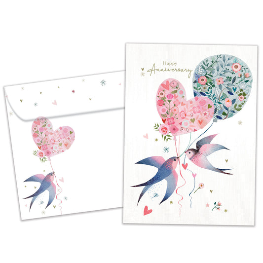 Lovebird Balloons Anniversary Card