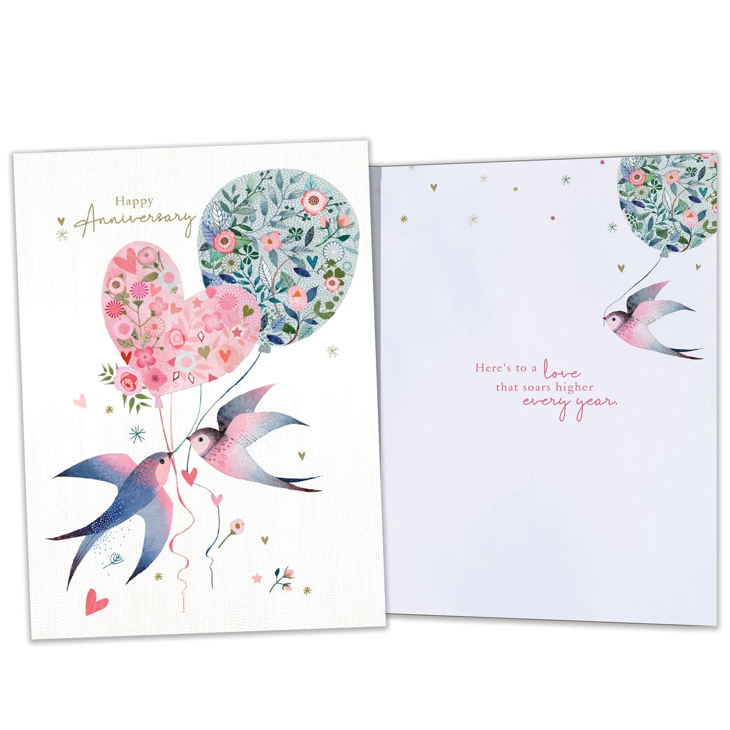 Lovebird Balloons Anniversary Card
