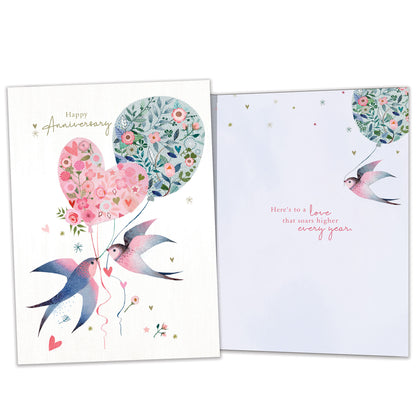 Lovebird Balloons Anniversary Card
