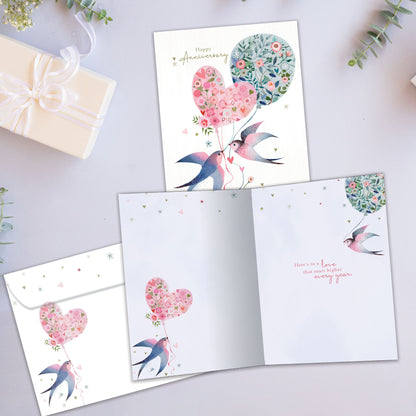 Lovebird Balloons Anniversary Card