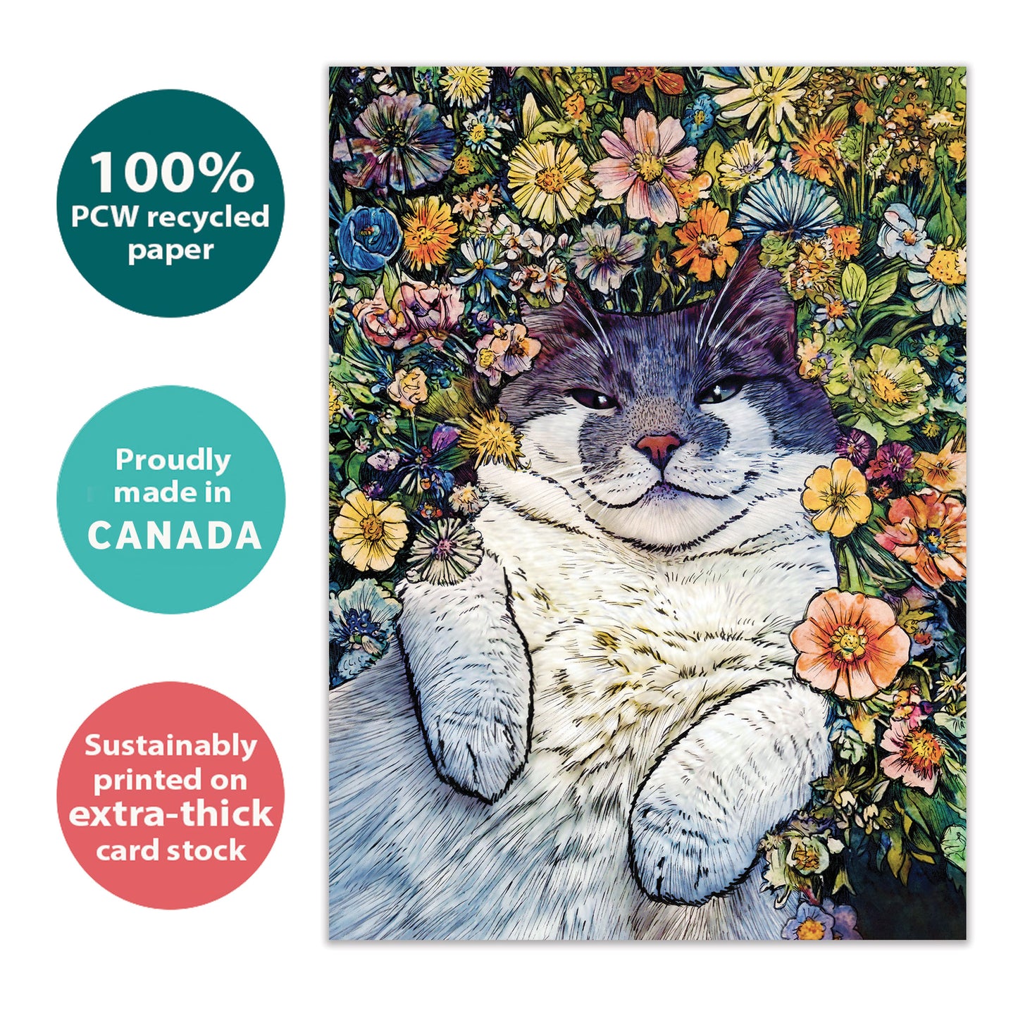 Flower Cat Birthday Card