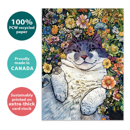 Flower Cat Birthday Card