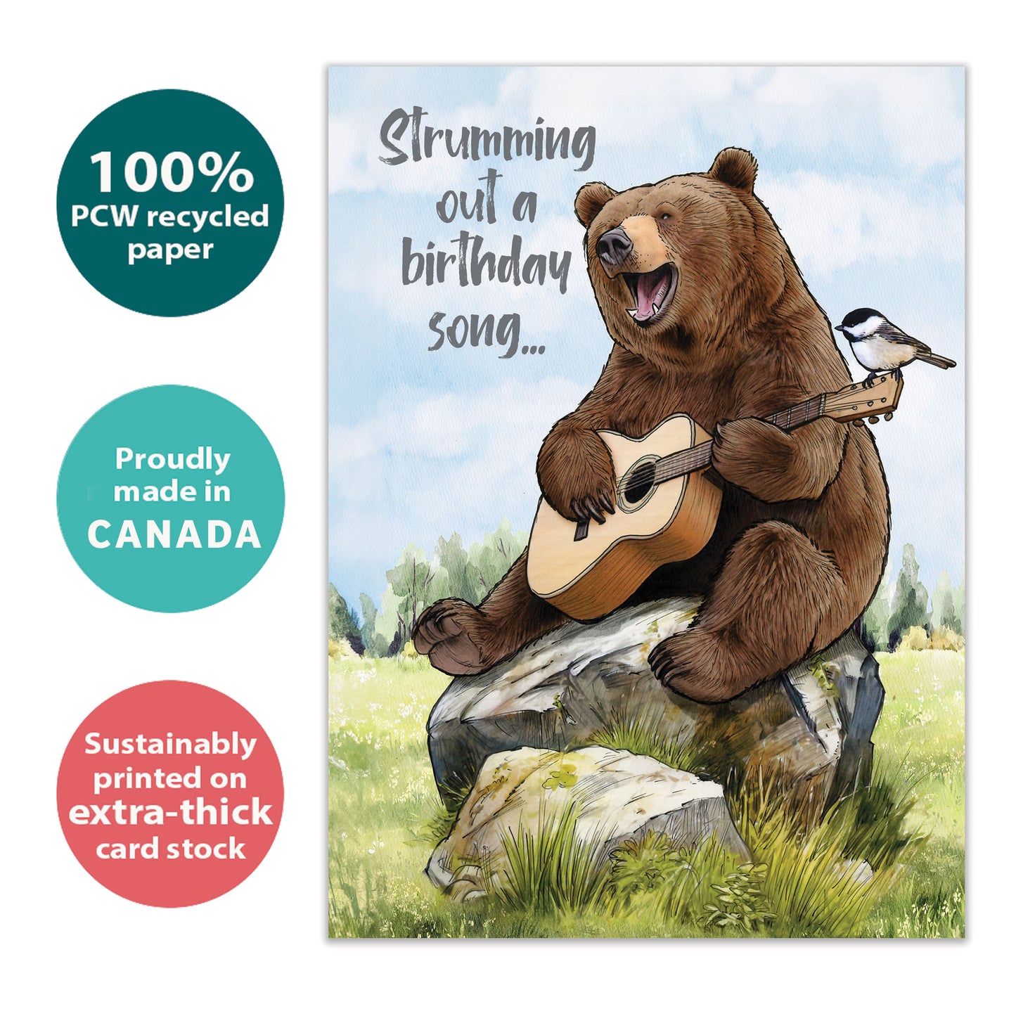 Bear Guitar Birthday Card