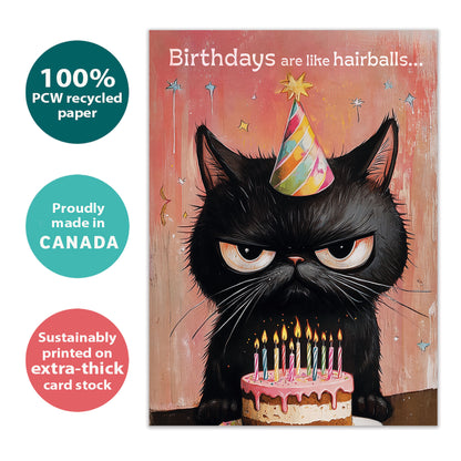 Hairballs Happen Birthday Card