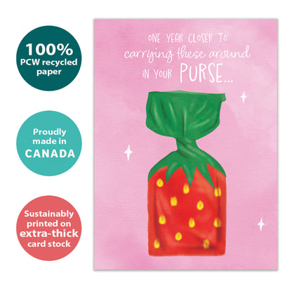 Strawberry Candy Birthday Card