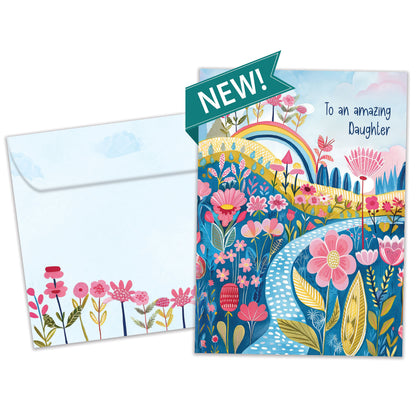 Rainbow Floral Path Birthday Card