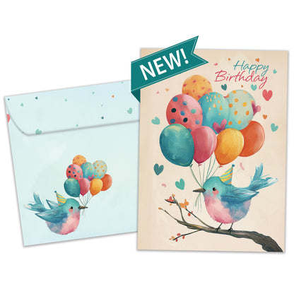 Balloons Flying By Birthday Card