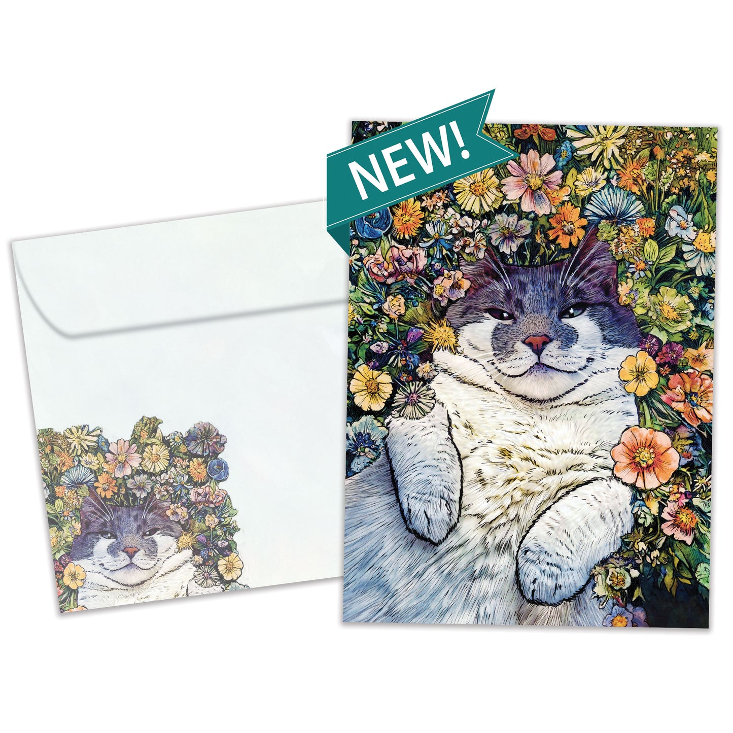Flower Cat Birthday Card