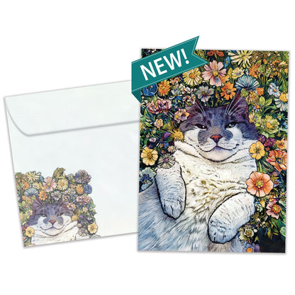 Flower Cat Birthday Card