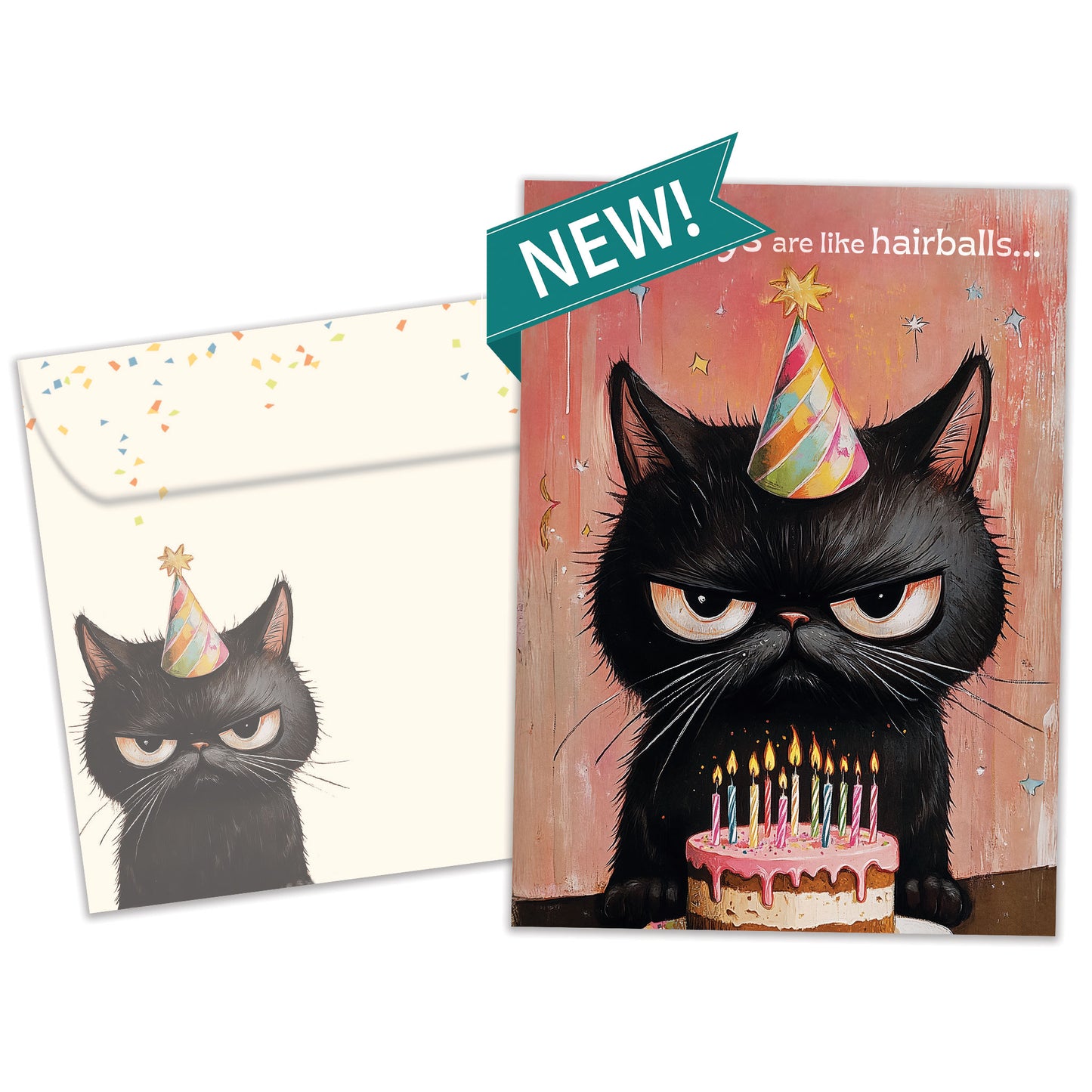 Hairballs Happen Birthday Card