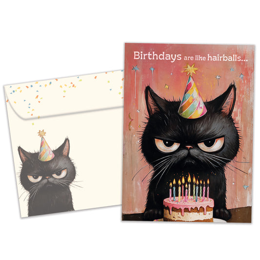 Hairballs Happen Birthday Card