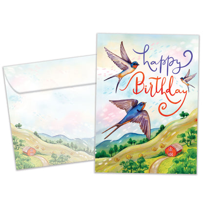 Spirits High Birds Birthday Card