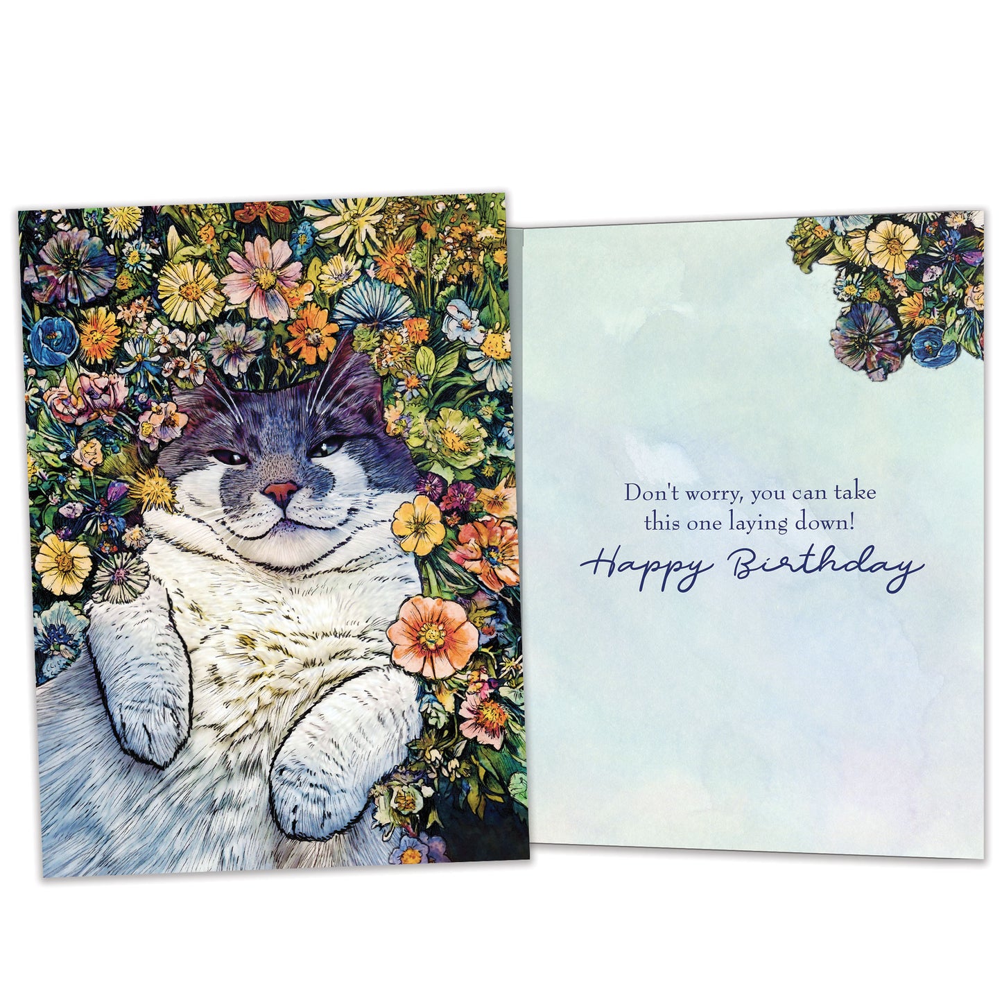 Flower Cat Birthday Card