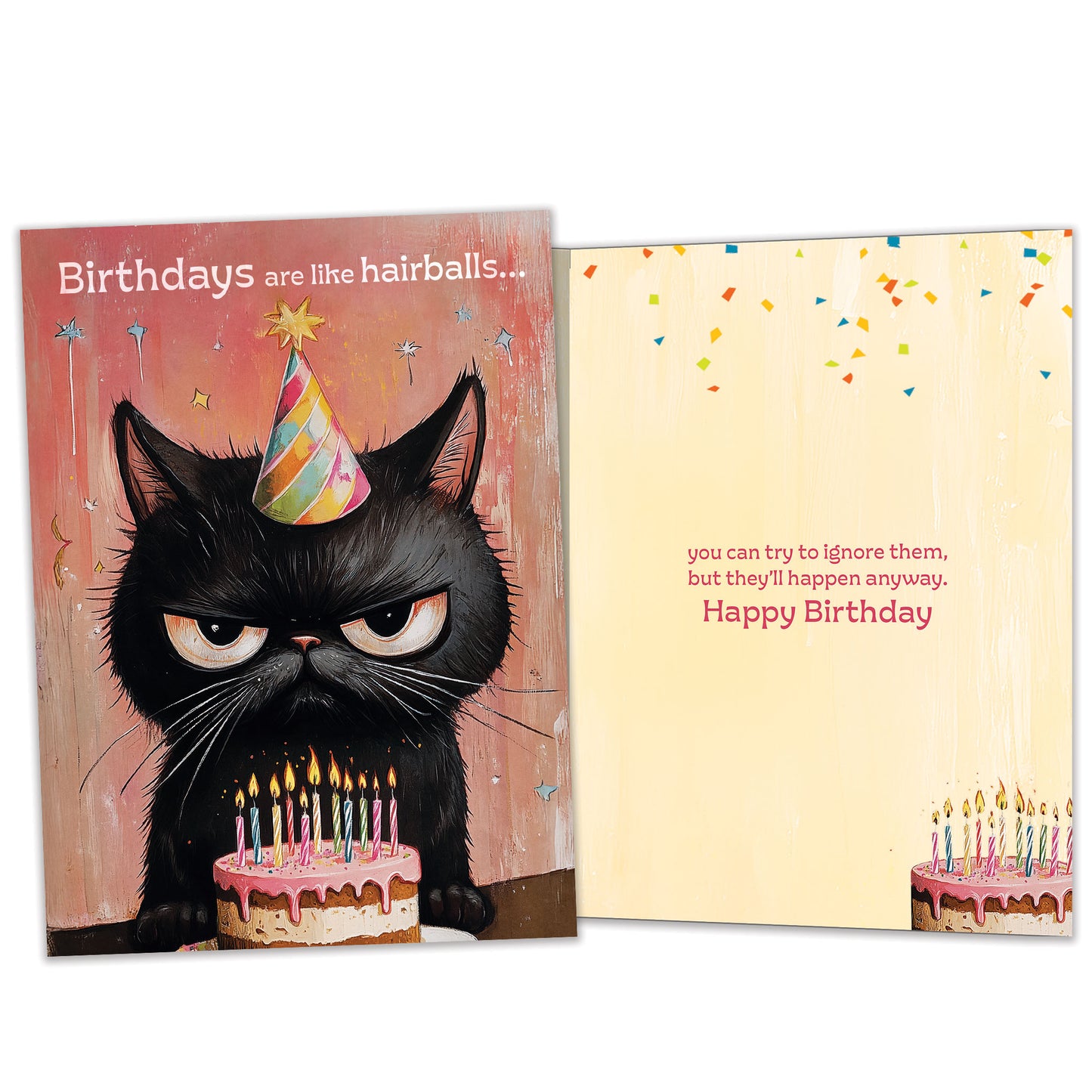 Hairballs Happen Birthday Card