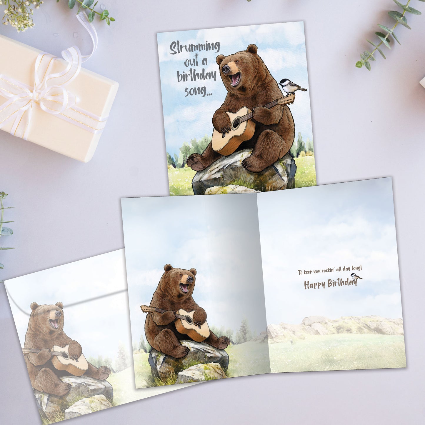 Bear Guitar Birthday Card