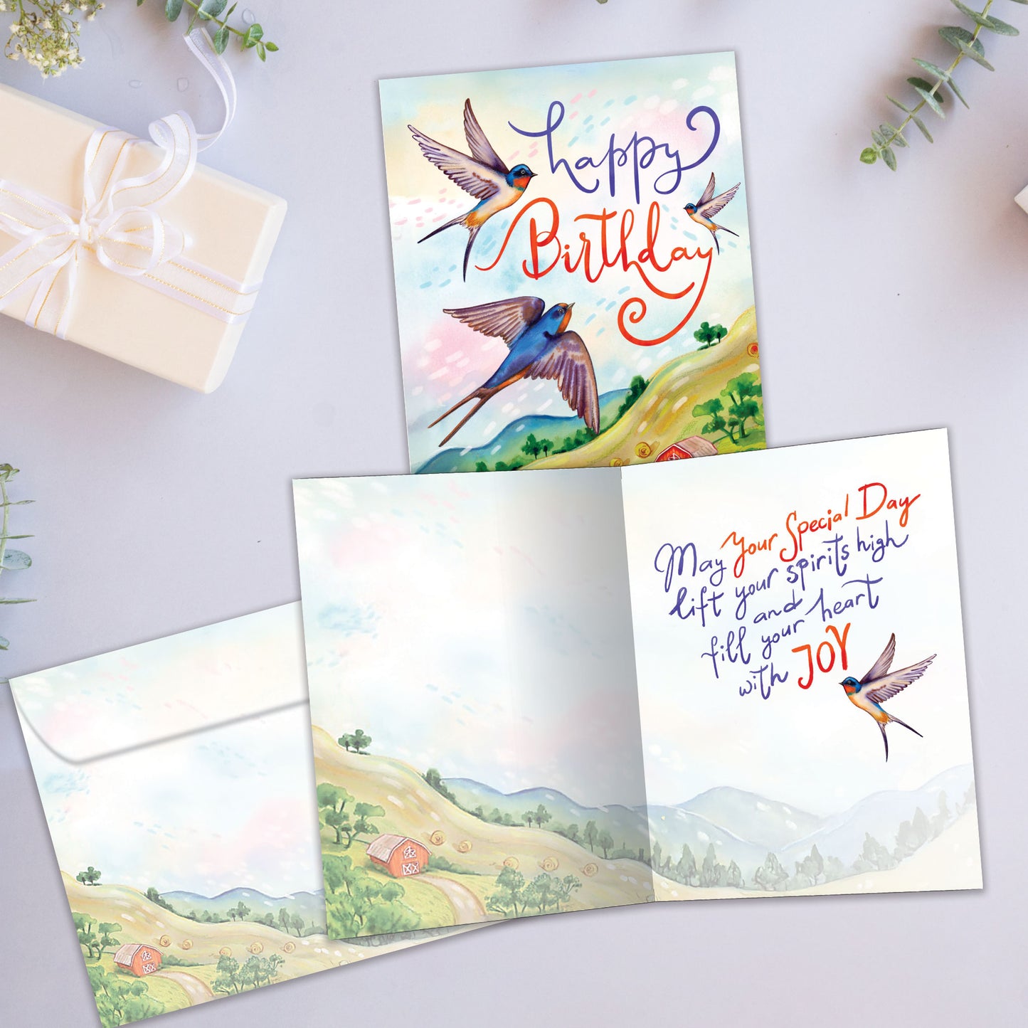 Spirits High Birds Birthday Card