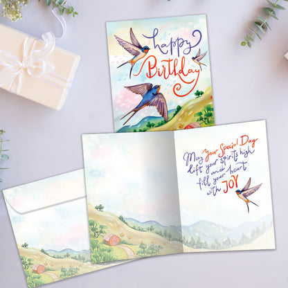 Spirits High Birds Birthday Card