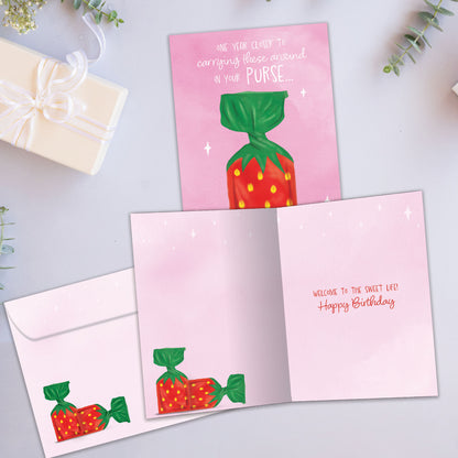 Strawberry Candy Birthday Card