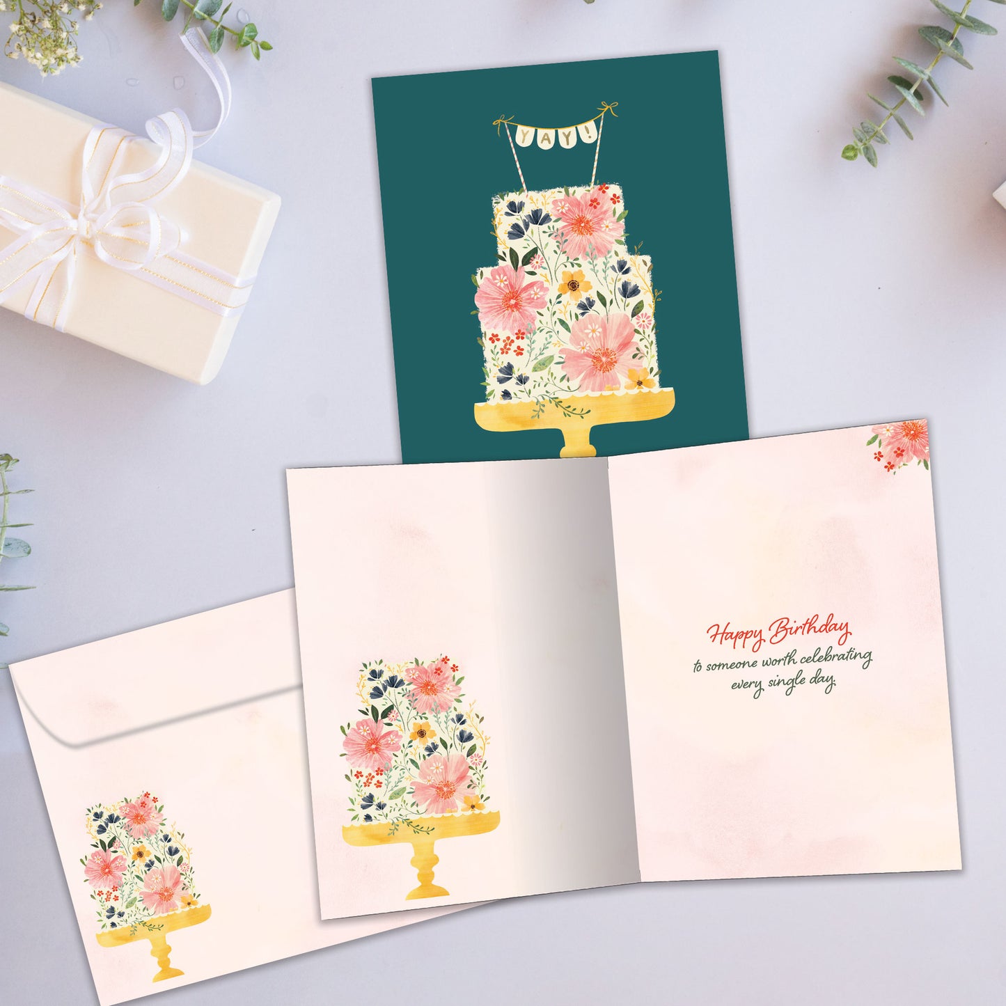 Floral Cake Birthday Card