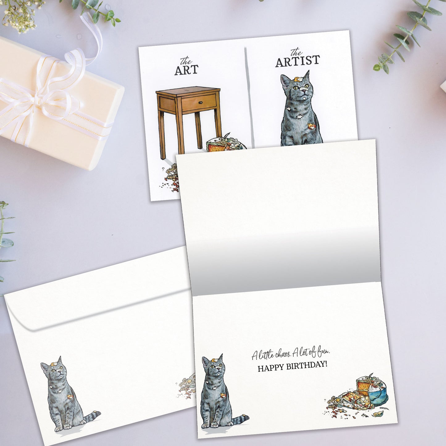 Cat Artist Birthday Card