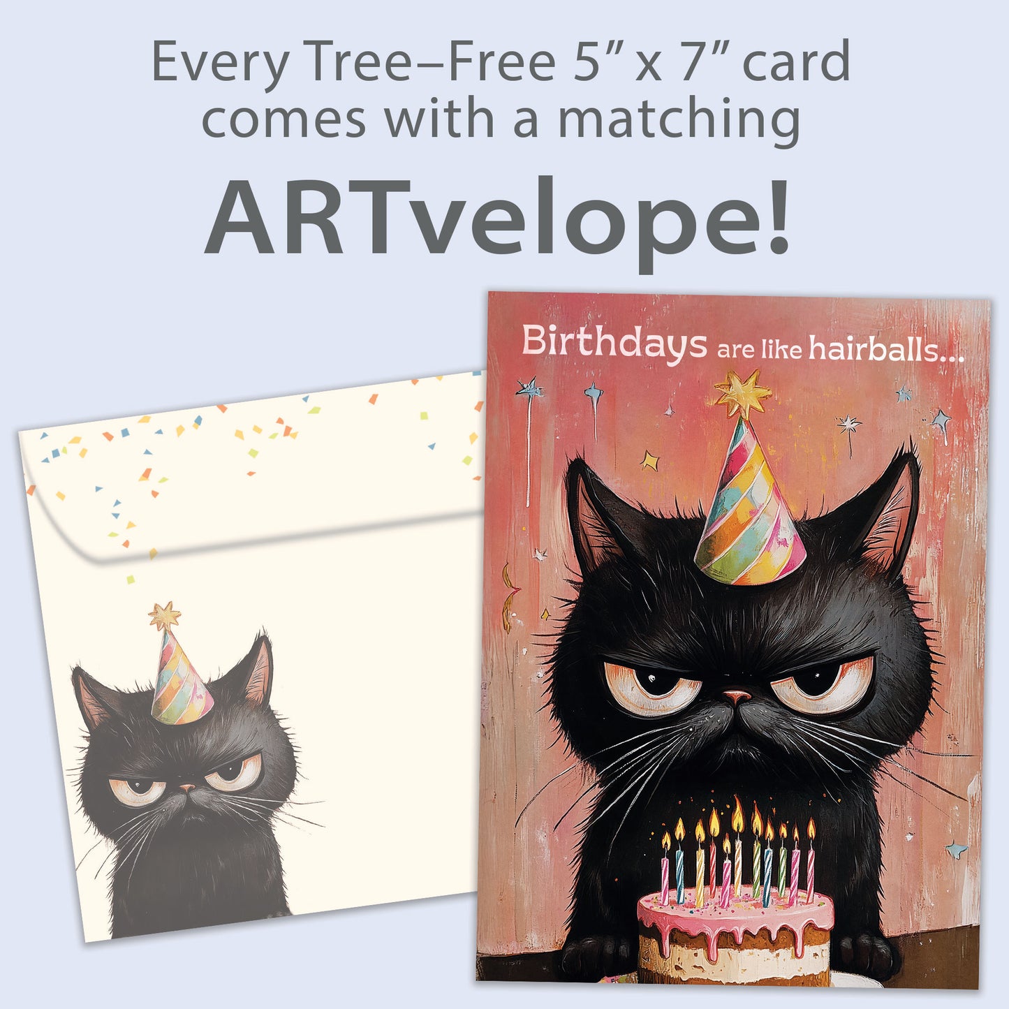 Hairballs Happen Birthday Card