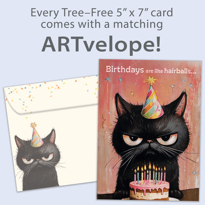 Hairballs Happen Birthday Card