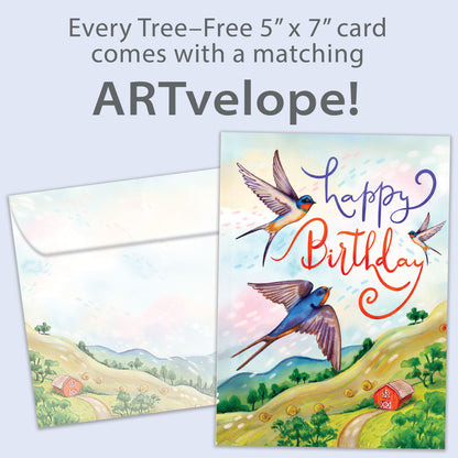 Spirits High Birds Birthday Card