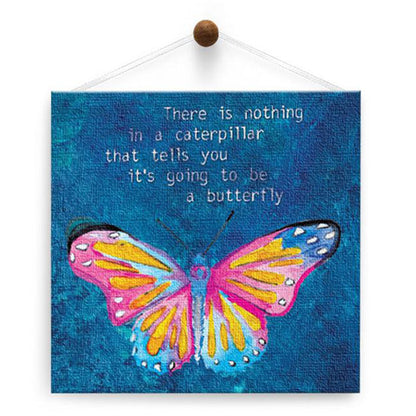 Caterpillar Butterfly Thumb-Tack Canvas Card