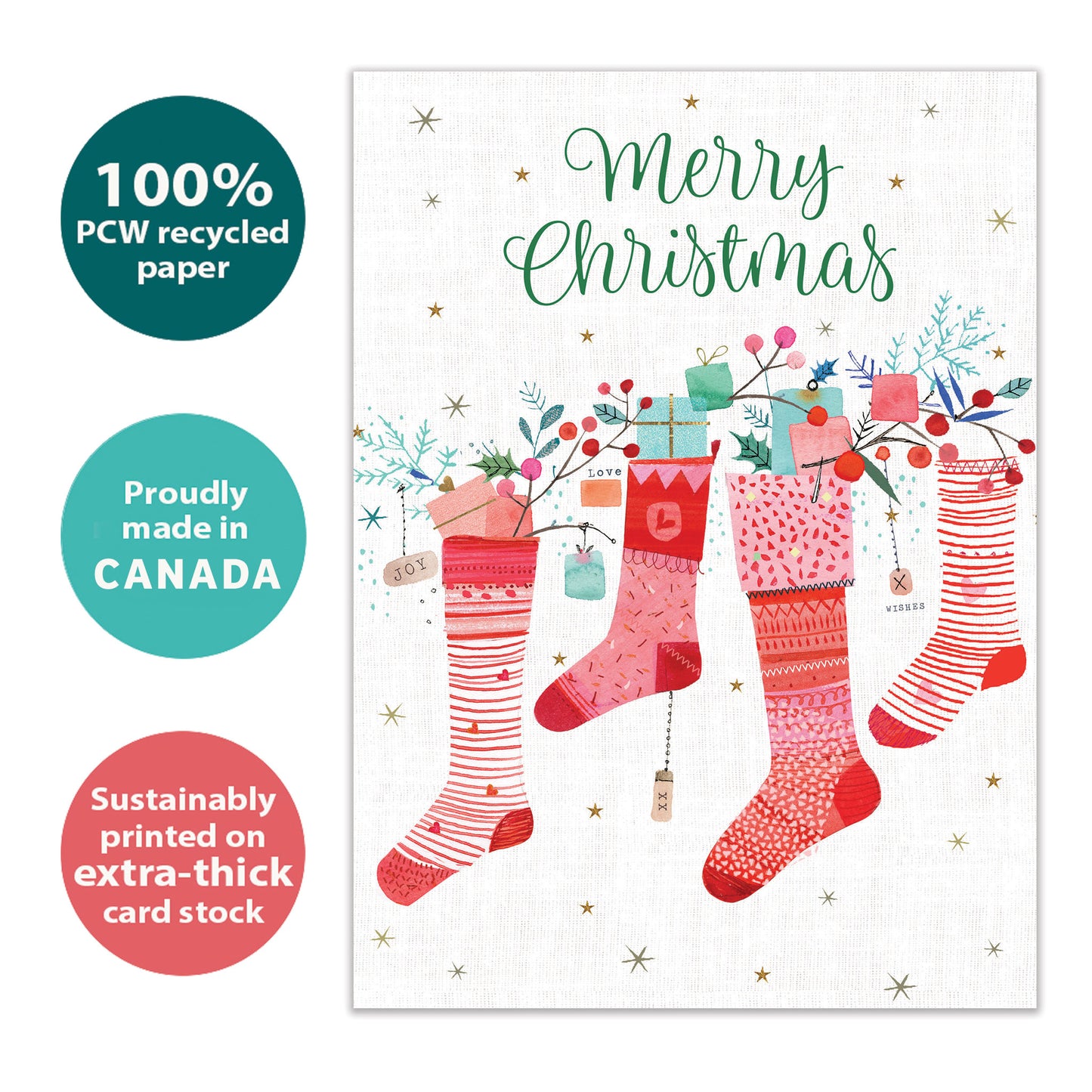 Overflowing Stockings Christmas Card