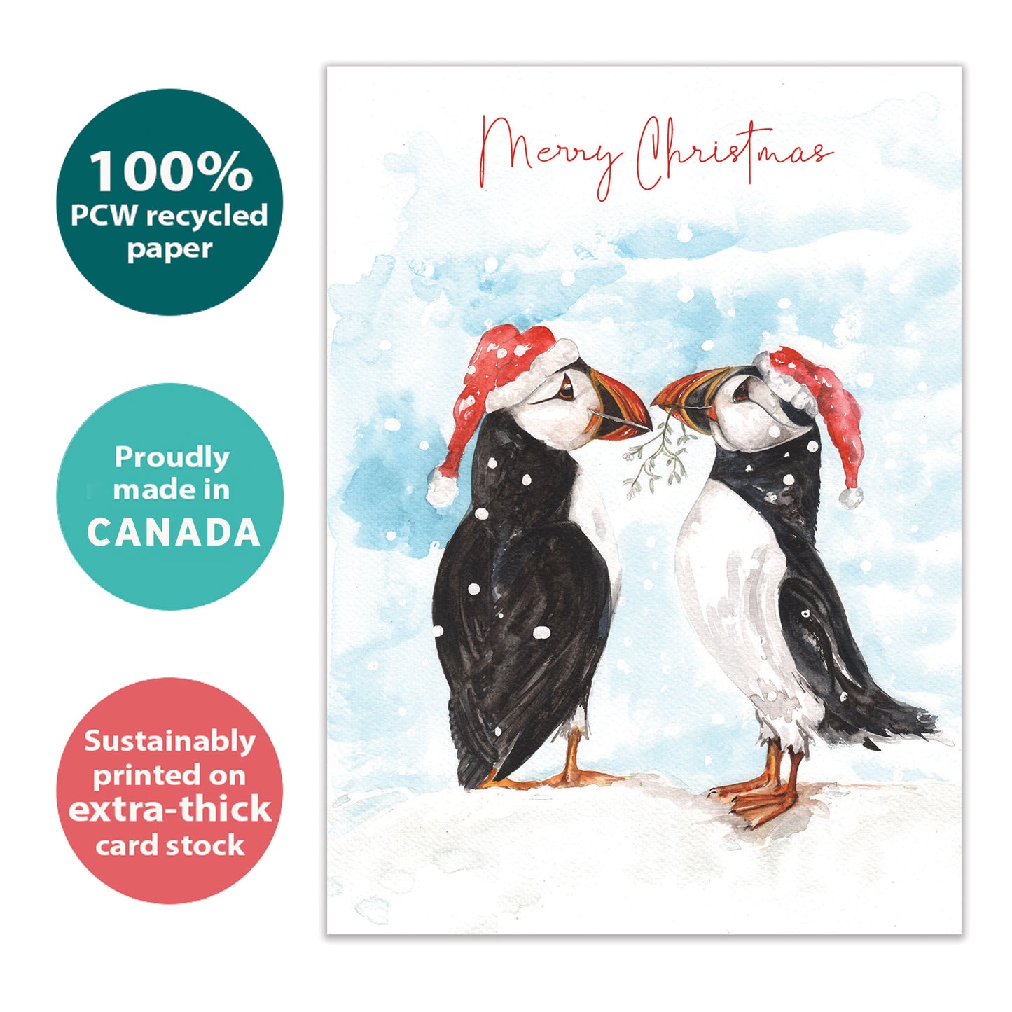 Merry Puffins Christmas Card