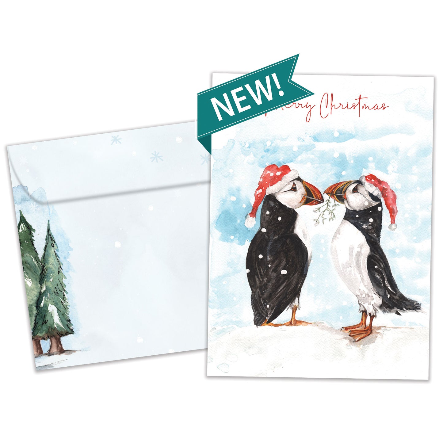 Merry Puffins Christmas Card