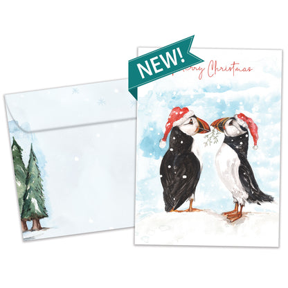 Merry Puffins Christmas Card