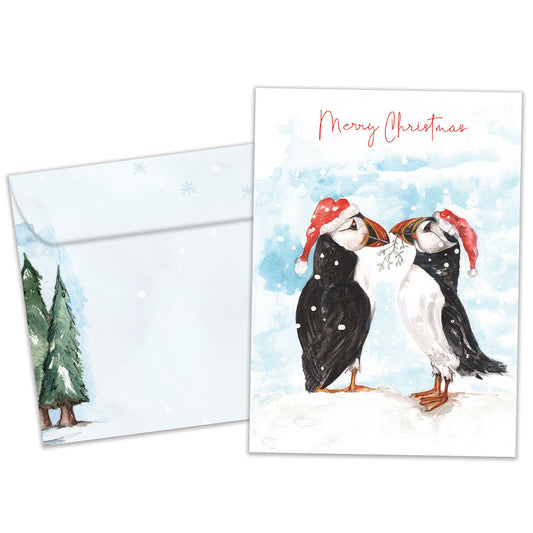 Merry Puffins Christmas Card