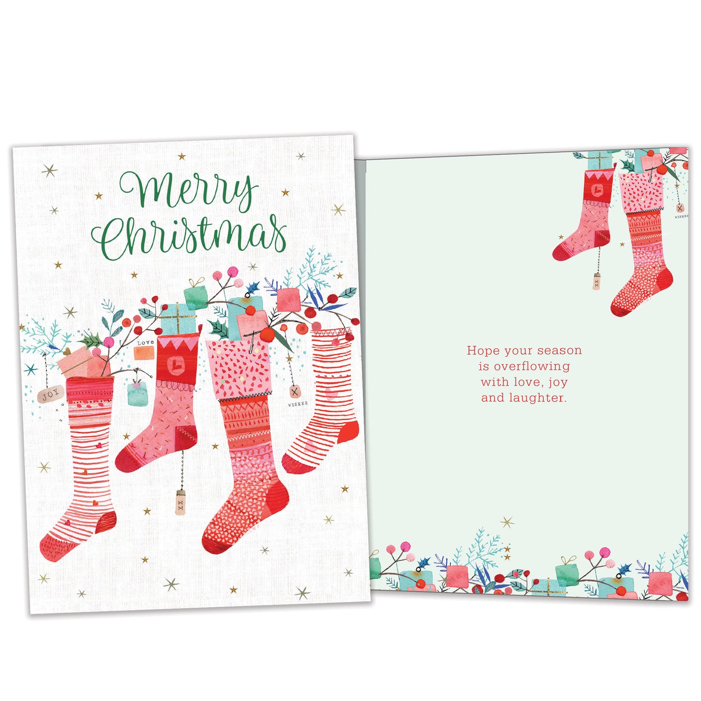 Overflowing Stockings Christmas Card