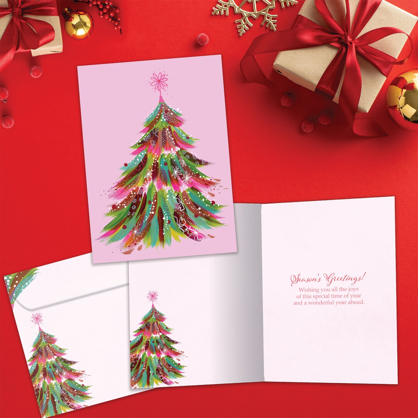 Pink Tree Christmas Card