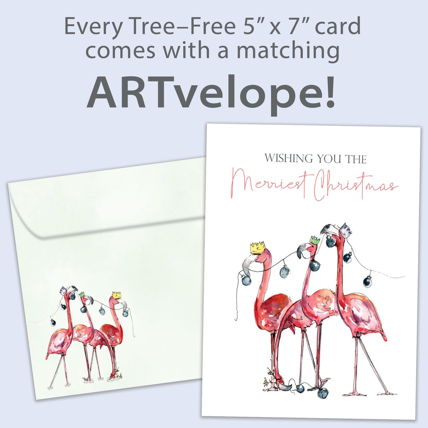 Flamingo Wishes Christmas Card