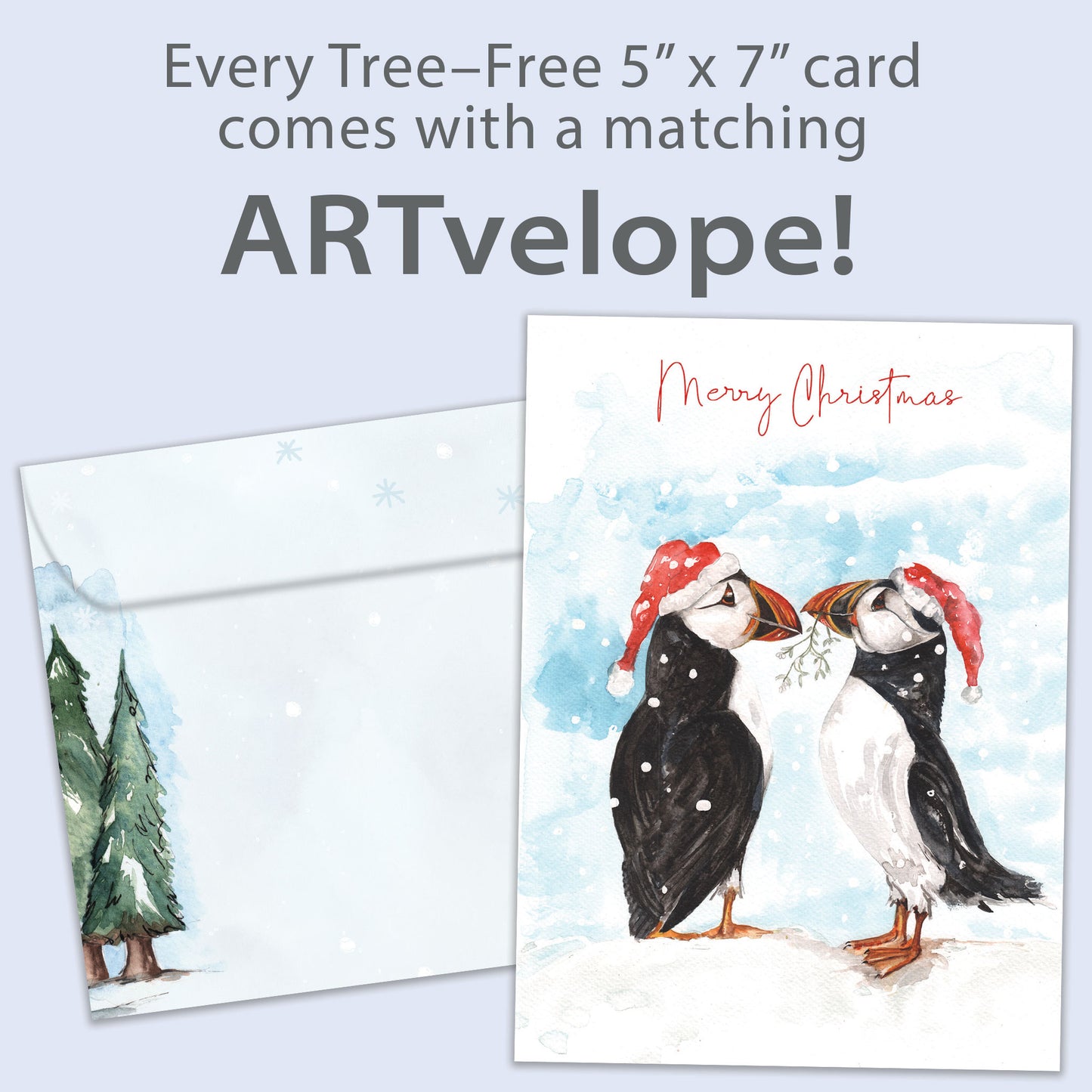 Merry Puffins Christmas Card