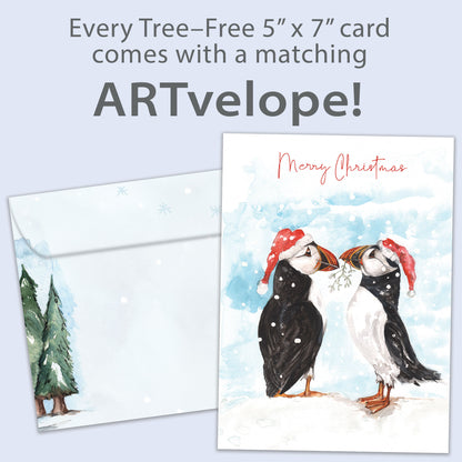 Merry Puffins Christmas Card