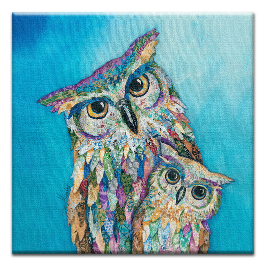 Colorful Owls Thumb-Tack Canvas Card