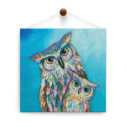 Colorful Owls Thumb-Tack Canvas Card
