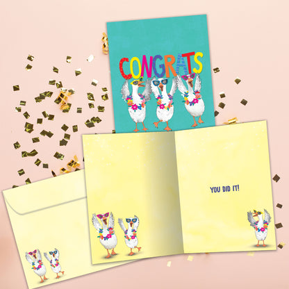 Celebrating Ducks Congratulations Card