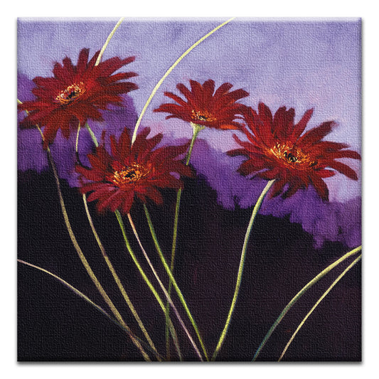 Daisies On Lavender Thumb-Tack Canvas Card