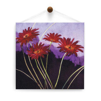 Daisies On Lavender Thumb-Tack Canvas Card